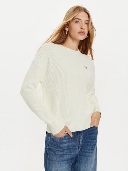Guess Jeans Sweter W4BR08 Z3HM1 Écru Regular Fit. Swetry Guess Jeans, l, z aplikacjami, z jeansu, bez ramiączek. Za 199.99 zł.
