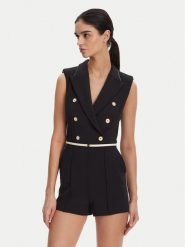 Elisabetta Franchi Kombinezon TU-T45-51E2 Czarny Regular Fit. Czarne sukienki Elisabetta Franchi, bez wzorów, z syntetyku, bez kołnierzyka, bez ramiączek. Za 2,399.00 zł.