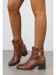C'M Botki w kolorze jasnobrązowym rozmiar: 37. Brązowe botki C'M, bez wzorów, eleganckie, bez obcasa, bez zapięcia. Za 164.95 zł.