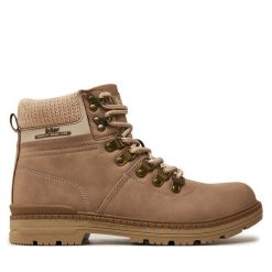 Trapery Lee Cooper. Brązowe traperki Lee Cooper, bez wzorów, bez obcasa, bez zapięcia. Za 219.99 zł.