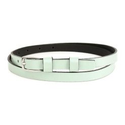Pasek damski wąski solidny skórzany do sukienki miętowy S05 : Kolory - zielony, Rozmiar pasków - r.85-100 cm. Zielone paski bez wzorów. Za 43.99 zł.