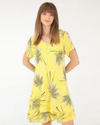 WZORZYSTA SUKIENKA Z BAWEŁNY. Sukienki Unisono, s, bez wzorów, z bawełny, bez kołnierzyka, bez ramiączek, mini. Za 159.00 zł.