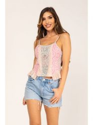 Peace & Love Top w kolorze jasnoróżowym rozmiar: L. Różowe topy Peace & Love, l, z aplikacjami, bez kołnierzyka, bez ramiączek. Za 96.60 zł.