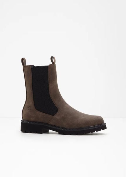 Sztyblety Tamaris. Brązowe botki bonprix, bez wzorów, bez obcasa, bez zapięcia. Za 299.99 zł.