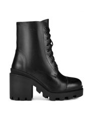 Badura Botki MOANA-01W4-006 Czarny. Czarne botki Badura, bez wzorów, ze skóry, bez obcasa, na słupku, bez zapięcia. Za 300.99 zł.