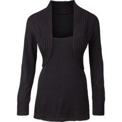 Sweter z bolerkiem 2 w 1 bonprix czarny. Czarne swetry bonprix, z długim rękawem. Za 99.99 zł.