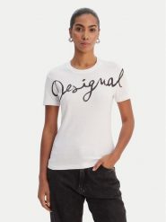 Desigual T-Shirt 26SWTK07 Biały Regular Fit. Białe t-shirty Desigual, s, bez wzorów, z bawełny, bez kołnierzyka, bez ramiączek. Za 159.99 zł.