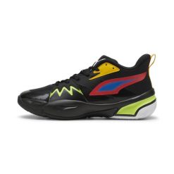 Buty do koszykówki Puma. Czarne buty treningowe Puma, bez wzorów, z gumy, bez zapięcia, do koszykówki. Za 292.75 zł.