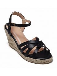 Sixth Sens Sandały w kolorze czarnym na koturnie rozmiar: 37. Czarne sandały Sixth Sens, bez wzorów, z otwartym noskiem, bez obcasa, na koturnie, bez zapięcia. Za 111.33 zł.