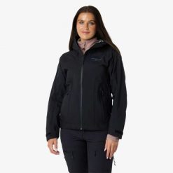 Kurtka shell hiking damska Swedemount Himalaya Shell Jacket II wodoodporna. Czarne kurtki przeciwdeszczowe SWEDEMOUNT, bez wzorów, bez kaptura. W wyprzedaży za 672.00 zł.
