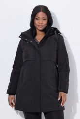 Damskie Pikowana kurtka funkcyjna HYPRAR wodoodporna kaptur. Czarne kurtki Ulla Popken, plus size, bez wzorów, z materiału, z kapturem. Za 1,399.99 zł.