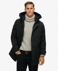 Superdry City Pikowana Parka – Luźny Krój, Czarna. Czarne płaszcze Superdry, s, bez wzorów, z materiału. Za 808.05 zł.