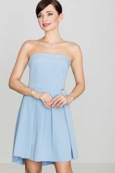 Elegancka Niebieska Gorsetowa Sukienka z Dłuższym Tyłem. Niebieskie sukienki SALE, s, bez wzorów, z materiału, eleganckie, bez kołnierzyka, bez ramiączek, gorsetowe. Za 199.00 zł.
