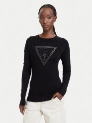 Guess Sweter W6YR28 Z0976 Czarny Regular Fit. Czarne swetry Guess, l, z aplikacjami, z wiskozy, bez ramiączek. Za 344.99 zł.