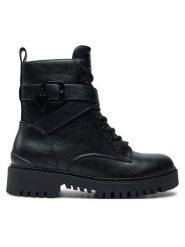 Guess Trapery Olsy FLFOLS ELE10 Czarny. Czarne traperki Guess, z aplikacjami, ze skóry, bez obcasa, bez zapięcia. Za 799.99 zł.