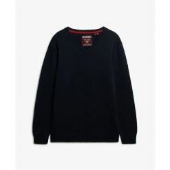 Damski oversize sweter z dekoltem w serek Superdry. Czarne swetry Superdry, s, z aplikacjami, eleganckie, bez ramiączek. Za 277.65 zł.
