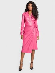 MSGM Sukienka z imitacji skóry 3341MDA04P 227615 Różowy Regular Fit. Czerwone sukienki MSGM, bez wzorów, ze skóry, bez kołnierzyka, bez ramiączek, koszulowe. Za 2,219.00 zł.