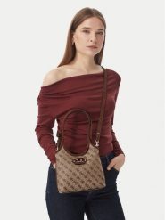 Guess Torebka Samantha Mini HWJG23 13750 Brązowy. Brązowe torebki klasyczne Guess, z aplikacjami, z materiału, bez dodatków. Za 494.99 zł.