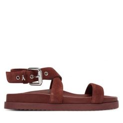 Sandały Patrizia Pepe. Brązowe sandały Patrizia Pepe, bez wzorów, bez obcasa, na płaskiej podeszwie, bez zapięcia. Za 1,039.00 zł.