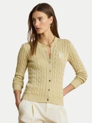 LAUREN RALPH LAUREN Kardigan Cable 200P14040501 Beżowy Regular Fit. Brązowe swetry Lauren Ralph Lauren, xs, bez wzorów, z bawełny, bez ramiączek. Za 949.99 zł.