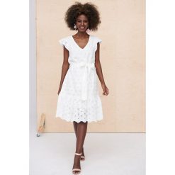 Sukienka Delluci BS Ekri. Białe sukienki blue shadow, m, bez wzorów, z bawełny, bez kołnierzyka, bez ramiączek, mini. Za 399.90 zł.