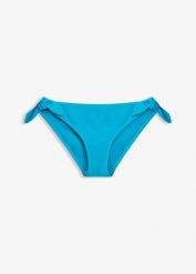 Figi bikini z kokardkami po bokach. Niebieskie bikini bonprix, bez wzorów. Za 47.99 zł.