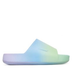 Klapki Nike. Niebieskie klapki Nike, bez wzorów, bez obcasa, bez zapięcia. Za 216.99 zł.