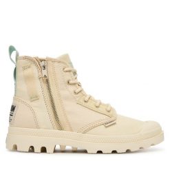 Trapery Palladium. Brązowe traperki Palladium, bez wzorów, bez obcasa, bez zapięcia. Za 429.99 zł.