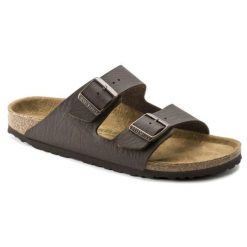 Klapki damskie Birkenstock Arizona BS regular. Brązowe klapki Birkenstock, bez wzorów, z jeansu, klasyczne, bez obcasa, bez zapięcia. Za 287.00 zł.