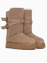 Gooce Skórzane kozaki zimowe "Huntspill Waterproof" w kolorze beżowym rozmiar: 38. Brązowe kozaki Gooce, na zimę, bez wzorów, z materiału, eleganckie, bez obcasa, na platformie, bez zapięcia. Za 282.99 zł.