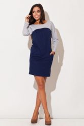 Niebieska Sukienka w Stylu Lat 60-tych. Niebieskie sukienki Katrus, xl, bez wzorów, z bawełny, bez kołnierzyka, bez ramiączek. Za 219.00 zł.