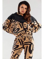 Awama Bluza w kolorze beżowo-czarnym rozmiar: L/XL. Brązowe bluzy z kapturem Awama, l, bez wzorów, z kapturem. Za 166.45 zł.