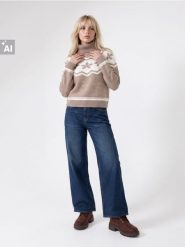 Żakardowy sweter chunky z geometrycznym wzorem - wielobarwny. Swetry Sinsay, l, bez wzorów, z żakardem, bez ramiączek. Za 59.99 zł.