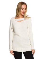Made of emotion Sweter w kolorze kremowym rozmiar: S/M. Brązowe swetry Made Of Emotion, m, bez wzorów, bez ramiączek. Za 52.79 zł.
