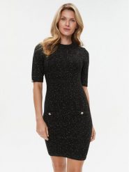 Morgan Sukienka dzianinowa 232-RMLAC Czarny Slim Fit. Czarne sukienki Morgan, xl, bez wzorów, z dzianiny, bez kołnierzyka, bez ramiączek. Za 419.99 zł.