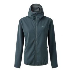 Kurtka Softshellowa Damska Iced. Zielone kurtki przejściowe sportowe Dare 2b, na jesień, xs, bez wzorów, z elastanu, z kapturem, trekkingowe. Za 148.99 zł.