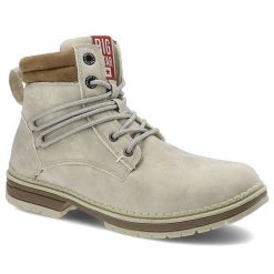 Trapery damskie Big Star, ze skóry ekologicznej na płaskiej podeszwie, jasnoszare, EE274697. Szare traperki BIG STAR, bez wzorów, ze skóry ekologicznej, klasyczne, bez obcasa, na płaskiej podeszwie, bez zapięcia. Za 139.00 zł.