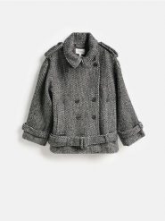 Kurtka z dodatkiem wełny - czarny. Czarne kurtki Reserved, l, bez wzorów, z tkaniny, bez kaptura. Za 399.99 zł.