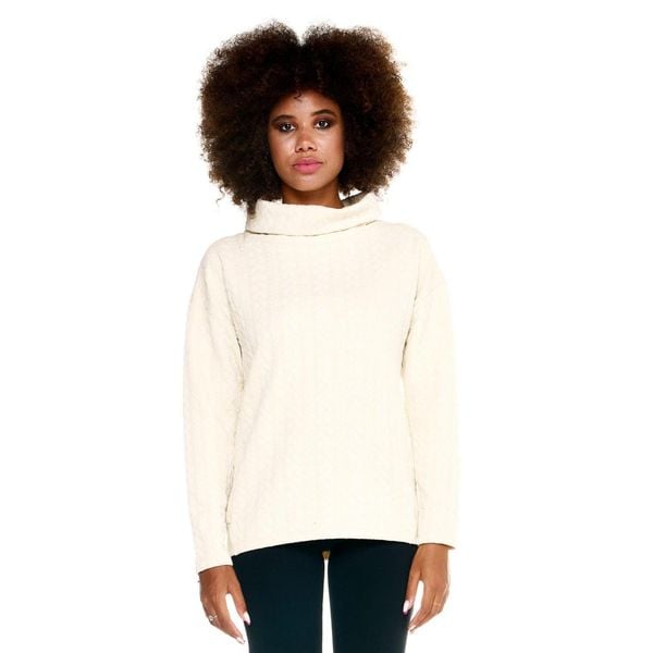 Szary damski sweter Leone z warkoczami. Białe swetry LEONE 1947 APPAREL, l, bez wzorów, z tkaniny, sportowe, bez ramiączek. W wyprzedaży za 182.75 zł.