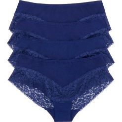 Figi "panty" z koronką (4 pary) bonprix kobaltowy. Bokserki damskie marki bonprix. Za 39.96 zł.