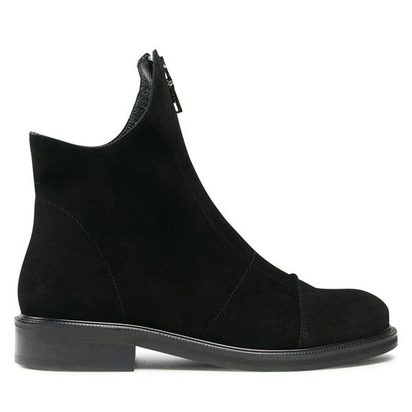 Botki R.Polański. Czarne botki R.Polański, bez wzorów, bez obcasa, na płaskiej podeszwie, bez zapięcia. Za 579.99 zł.