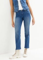 Dżinsy Straight Mid Waist (2 pary). Niebieskie jeansy bonprix, bez wzorów, z jeansu, klasyczne. Za 94.99 zł.