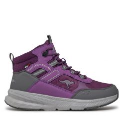 Trapery KangaRoos. Fioletowe traperki KangaROOS, bez wzorów, bez obcasa, bez zapięcia. Za 329.99 zł.