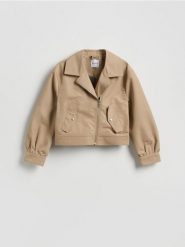 Kurtka z szalem - beżowy. Brązowe kurtki Reserved, l, bez wzorów, z bawełny, bez kaptura. Za 279.99 zł.