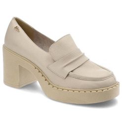 Beżowe Półbuty Blu Wygodne Skórzane Buty Na Obcasie. Brązowe półbuty wsuwane Blu, z aplikacjami, ze skóry, eleganckie, bez obcasa, na obcasie. Za 331.99 zł.