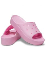 Crocs Klapki "Classic" w kolorze jasnoróżowym rozmiar: 39/40. Różowe klapki Crocs, bez wzorów, klasyczne, z otwartym noskiem, bez obcasa, bez zapięcia. Za 103.65 zł.