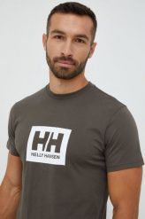 Helly Hansen t-shirt bawełniany kolor zielony z nadrukiem. Zielone t-shirty Helly Hansen, l, bez wzorów, z bawełny, bez kołnierzyka, bez ramiączek. Za 139.99 zł.