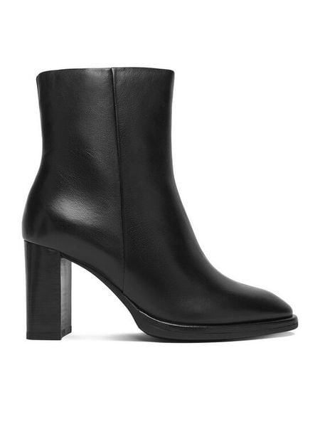 GINO ROSSI Botki EO-LORA-0121991 Czarny. Czarne botki Gino Rossi, bez wzorów, ze skóry, bez obcasa, na słupku, bez zapięcia. Za 479.99 zł.