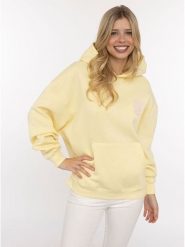 Zwillingsherz Bluza "Positive Energy" w kolorze żółtym rozmiar: S/M. Żółte bluzy Zwillingsherz, m, bez wzorów, bez ramiączek, z kapturem. Za 175.26 zł.