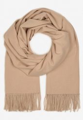 Beżowy Szalik Długi z Frędzlami z Domieszką Wełny Torilisa. Brązowe szaliki i kominy Born2be, bez wzorów, z dzianiny, klasyczne. Za 44.99 zł.